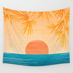 Orange Tropical Sunset Landscape 2 Wall Tapestry Gallery Image 4