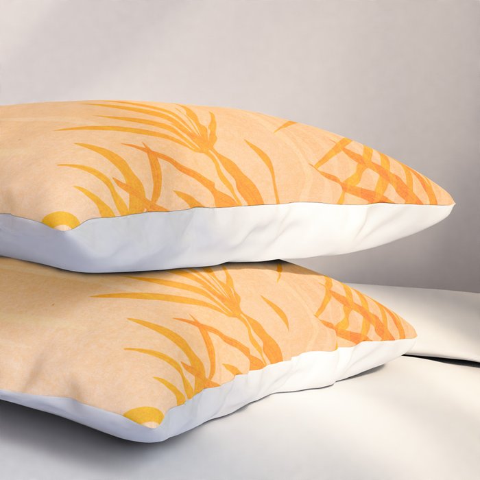 Orange Tropical Sunset Landscape 2 Pillow Sham Gallery Image 3