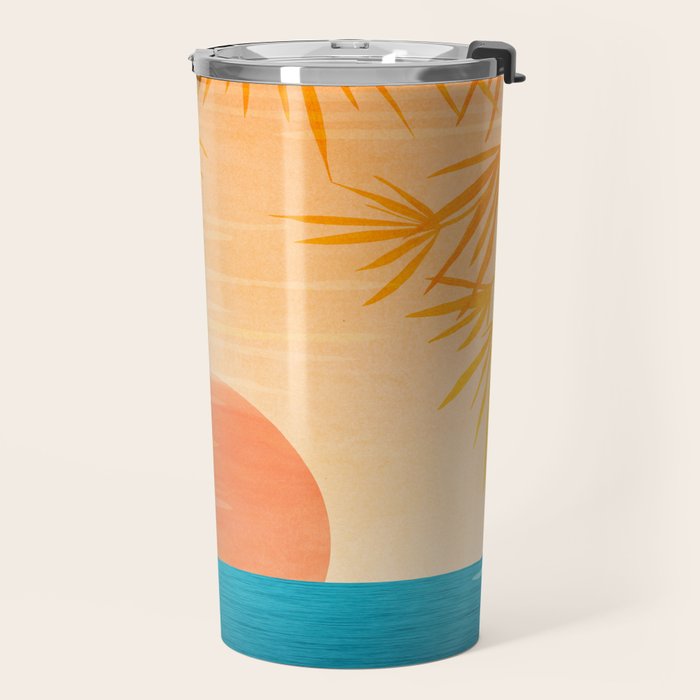 Orange Tropical Sunset Landscape 2 Travel Mug Gallery Image 2