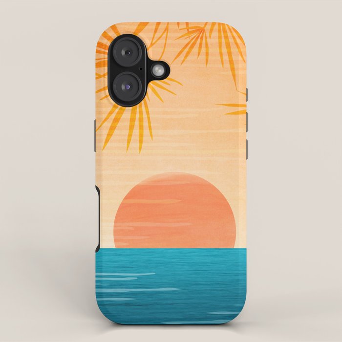 Orange Tropical Sunset Landscape 2 iPhone Case Gallery Image 1