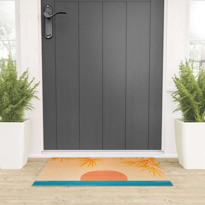 Orange Tropical Sunset Landscape 2 Welcome Mat Gallery Image 3