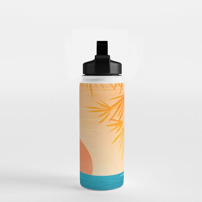 Orange Tropical Sunset Landscape 2 Water Bottle Gallery Image 2