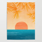 Orange Tropical Sunset Landscape 2 Poster Gallery Image 4
