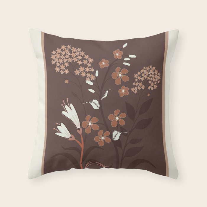 Floral Mocha 2 Throw Pillow Gallery Image 6