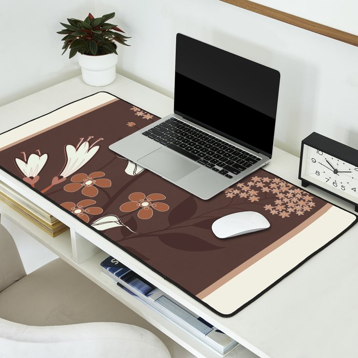 Floral Mocha 2 Desk Mat Gallery Image 2