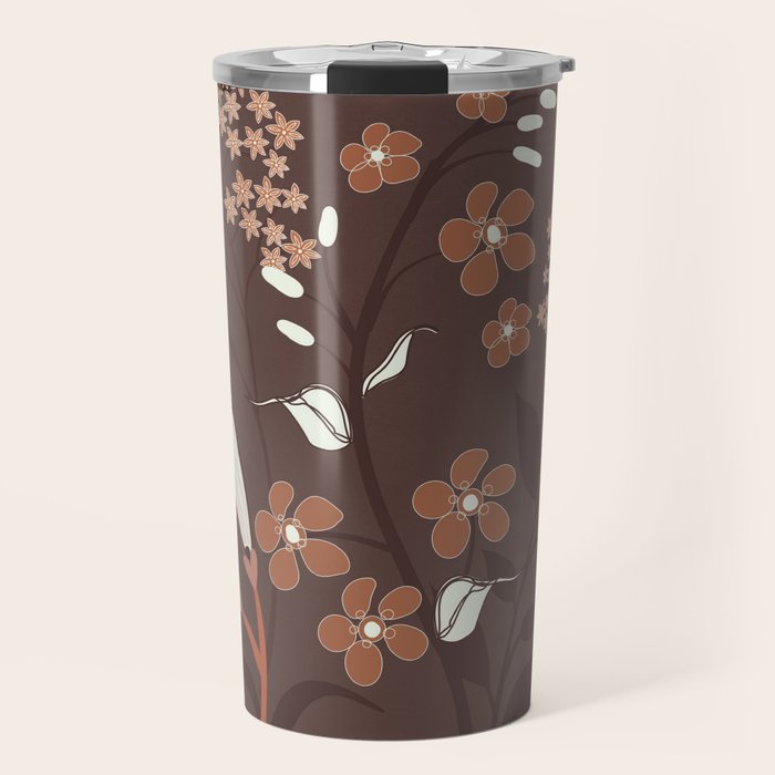 Floral Mocha 2 Travel Mug Gallery Image 1