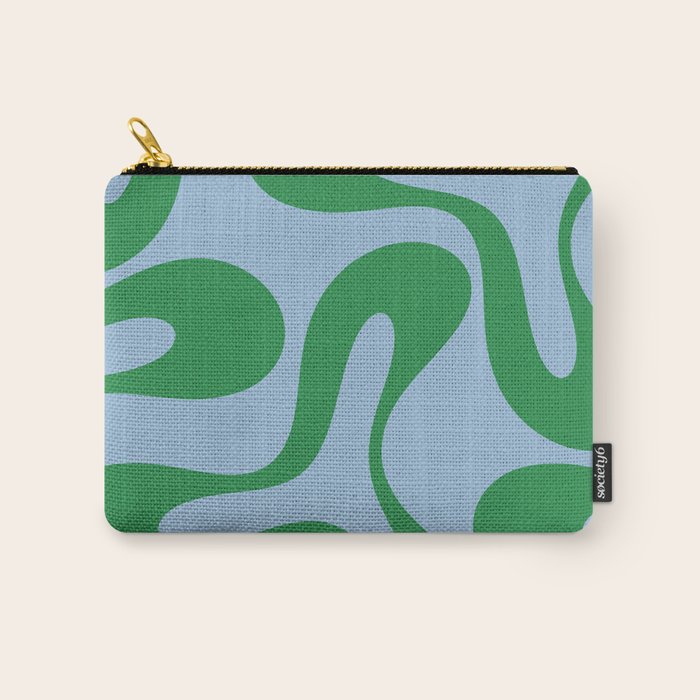 Soft Curves Retro Modern Abstract Pattern in Green and Light Blue Carry All Pouch Gallery Image 1