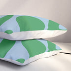 Soft Curves Retro Modern Abstract Pattern in Green and Light Blue Pillow Sham Gallery Image 3