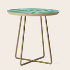 Soft Curves Retro Modern Abstract Pattern in Green and Light Blue Side Table Gallery Image 1