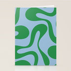 Soft Curves Retro Modern Abstract Pattern in Green and Light Blue Stationery Card Gallery Image 2