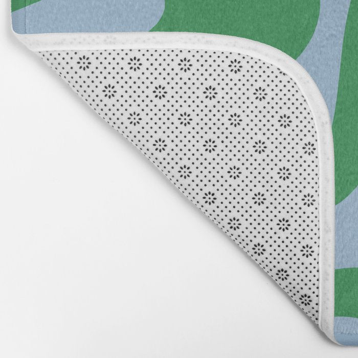Soft Curves Retro Modern Abstract Pattern in Green and Light Blue Bath Mat Gallery Image 2