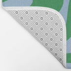 Soft Curves Retro Modern Abstract Pattern in Green and Light Blue Bath Mat Gallery Image 2