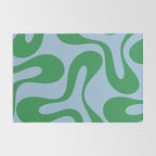 Soft Curves Retro Modern Abstract Pattern in Green and Light Blue Rug Gallery Image 2