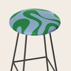 Soft Curves Retro Modern Abstract Pattern in Green and Light Blue Stool Gallery Image 2