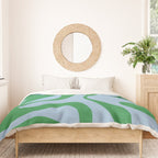 Soft Curves Retro Modern Abstract Pattern in Green and Light Blue Duvet Cover Gallery Image 3