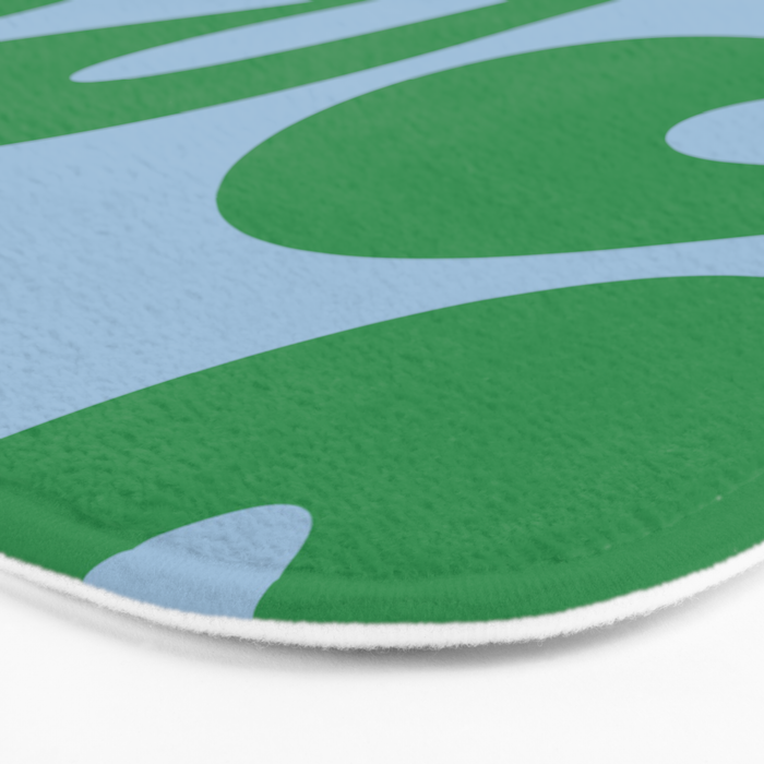 Soft Curves Retro Modern Abstract Pattern in Green and Light Blue Bath Mat Gallery Image 3