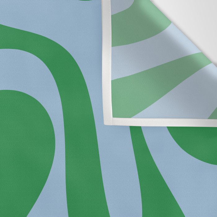 Soft Curves Retro Modern Abstract Pattern in Green and Light Blue Wall Tapestry Gallery Image 3