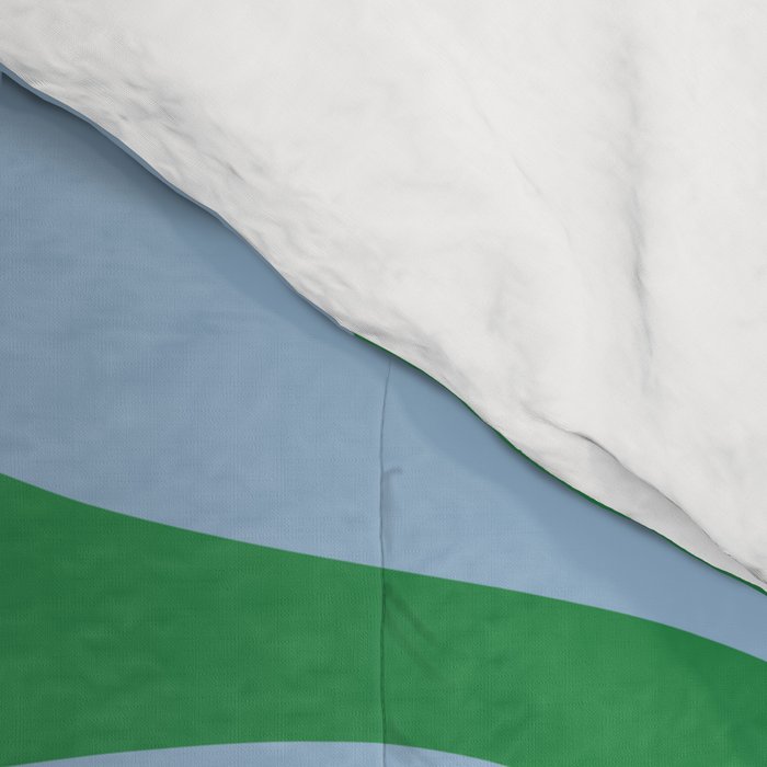 Soft Curves Retro Modern Abstract Pattern in Green and Light Blue Comforter Gallery Image 4