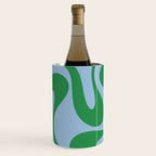 Soft Curves Retro Modern Abstract Pattern in Green and Light Blue Wine Chiller Gallery Image 3