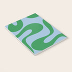 Soft Curves Retro Modern Abstract Pattern in Green and Light Blue Notebook Gallery Image 3
