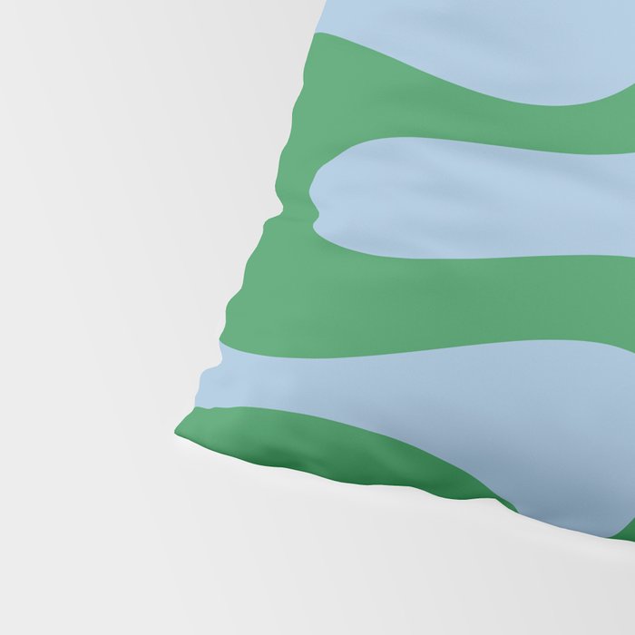 Soft Curves Retro Modern Abstract Pattern in Green and Light Blue Pillow Sham Gallery Image 4