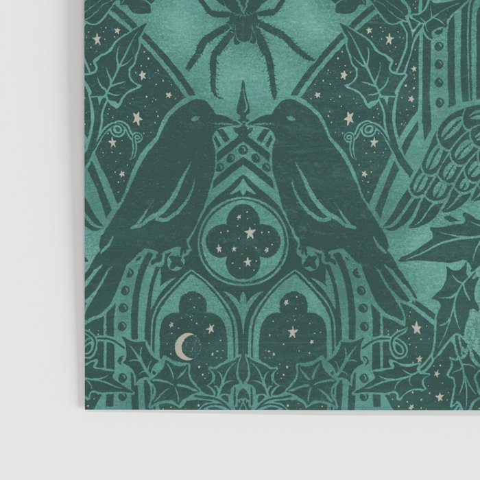 Gothic Halloween Damask - terrifying teal Poster Gallery Image 3