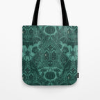 Gothic Halloween Damask - terrifying teal Tote Bag Gallery Image 1