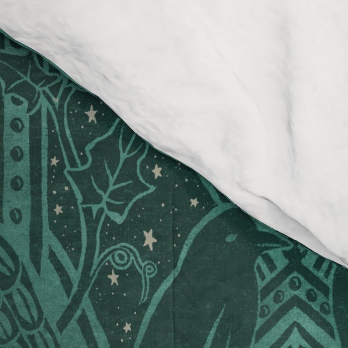 Gothic Halloween Damask - terrifying teal Comforter Gallery Image 4