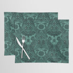 Gothic Halloween Damask - terrifying teal Placemat Gallery Image 1