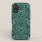Gothic Halloween Damask - terrifying teal iPhone Case Gallery Image 1