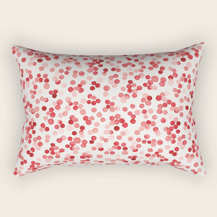 Holiday Confetti Christmas Dots Red Rectangular Pillow Gallery Image 1