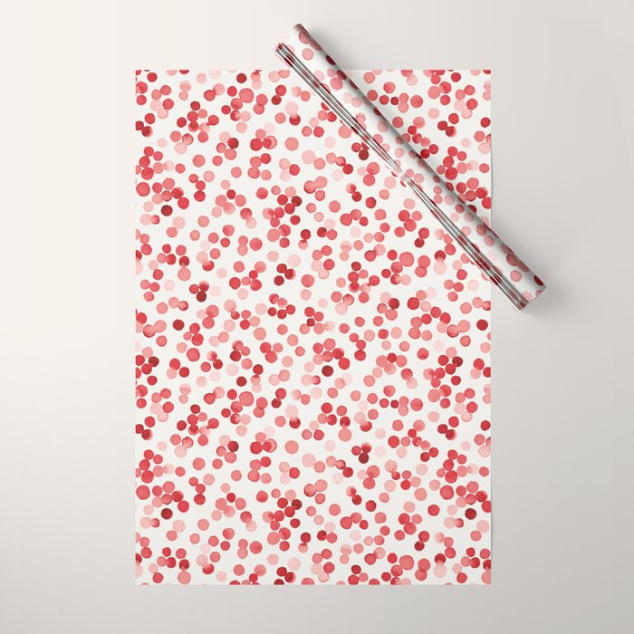 Holiday Confetti Christmas Dots Red Wrapping Paper Gallery Image 1