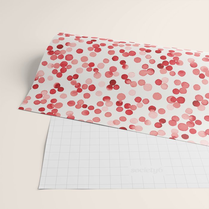 Holiday Confetti Christmas Dots Red Wrapping Paper Gallery Image 2