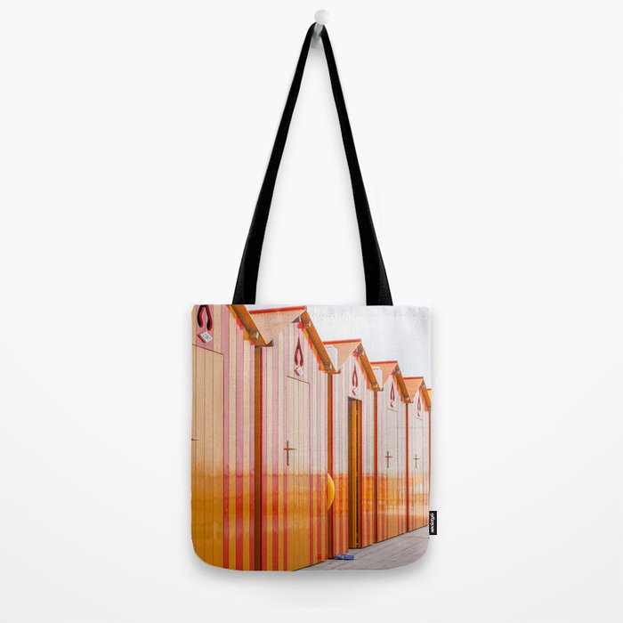 Sorrento Stripes | Red And Orange Beach Changing Rooms Art Print | Amalfi Coast Italy Travel Photography Tote Bag Gallery Image 2