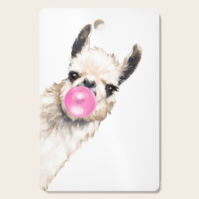 Bubble Gum Sneaky Llama Cutting Board Gallery Image 1
