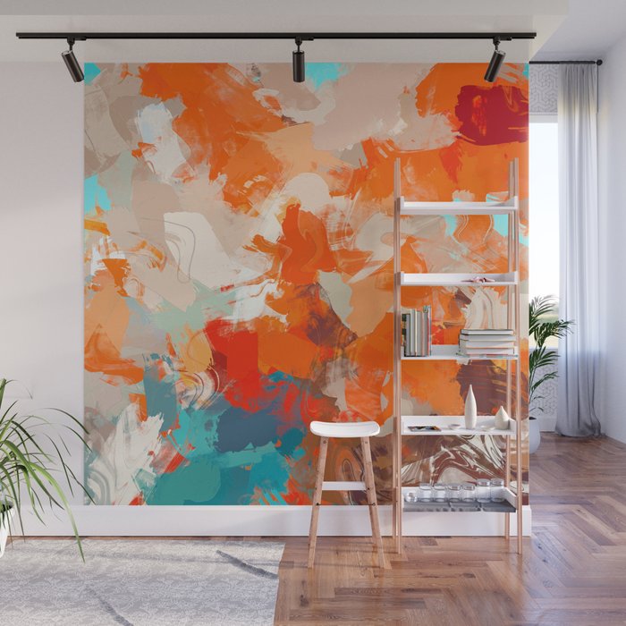Pleasure, Abstract Painting Summer, Positivity Modern Bohemian Pop of Color Bright Good Vibes Wall Mural Gallery Image 1