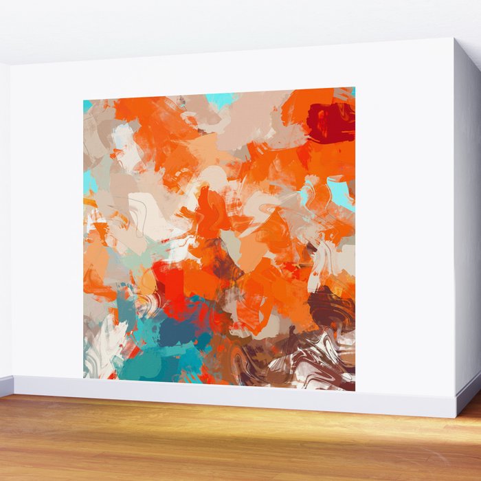 Pleasure, Abstract Painting Summer, Positivity Modern Bohemian Pop of Color Bright Good Vibes Wall Mural Gallery Image 2
