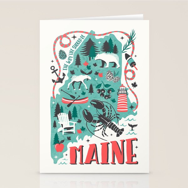 Maine Map Stationery Card Gallery Image 2