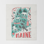Maine Map Throw Blanket Gallery Image 2
