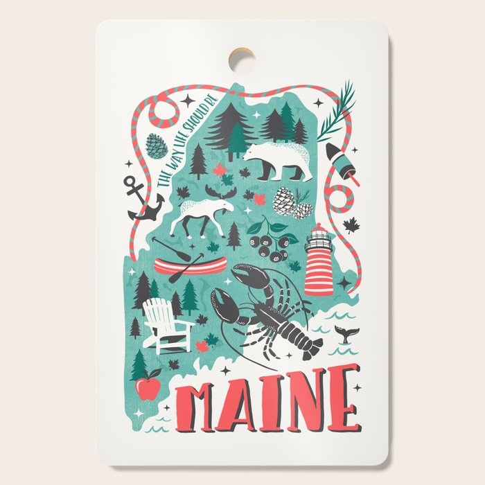 Maine Map Cutting Board Gallery Image 1