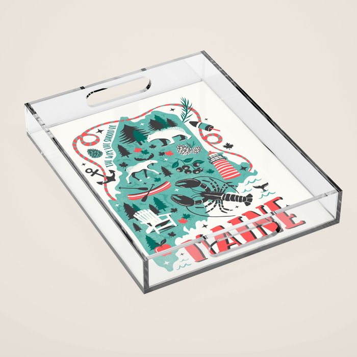 Maine Map Acrylic Tray Gallery Image 1