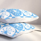 Atomic Dots Checkered Mid Century Modern Retro Blue and White Pattern Pillow Sham Gallery Image 3