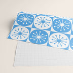 Atomic Dots Checkered Mid Century Modern Retro Blue and White Pattern Wrapping Paper Gallery Image 2