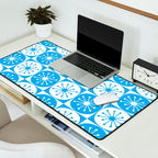Atomic Dots Checkered Mid Century Modern Retro Blue and White Pattern Desk Mat Gallery Image 2