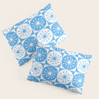Atomic Dots Checkered Mid Century Modern Retro Blue and White Pattern Pillow Sham Gallery Image 3