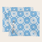Atomic Dots Checkered Mid Century Modern Retro Blue and White Pattern Placemat Gallery Image 1