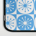 Atomic Dots Checkered Mid Century Modern Retro Blue and White Pattern Laptop Sleeve Gallery Image 3