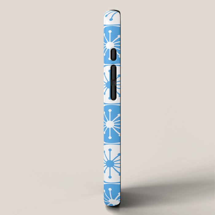 Atomic Dots Checkered Mid Century Modern Retro Blue and White Pattern iPhone Case Gallery Image 2
