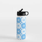 Atomic Dots Checkered Mid Century Modern Retro Blue and White Pattern Water Bottle Gallery Image 1