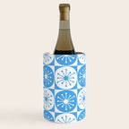 Atomic Dots Checkered Mid Century Modern Retro Blue and White Pattern Wine Chiller Gallery Image 3